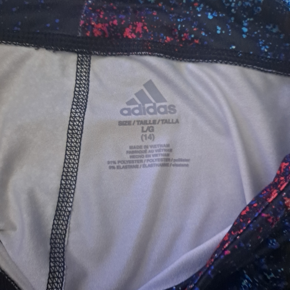 Adidas Black Blue Pink and Purple Legging Pants - Picture 3 of 3